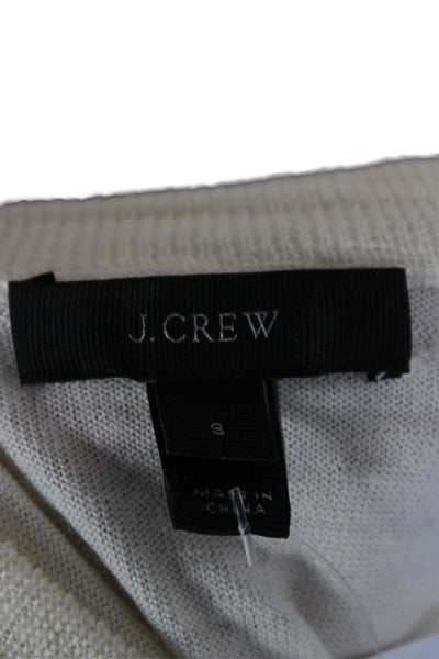 J Crew Womens Beige V-Neck Cotton Tie Detail Sweater Size S