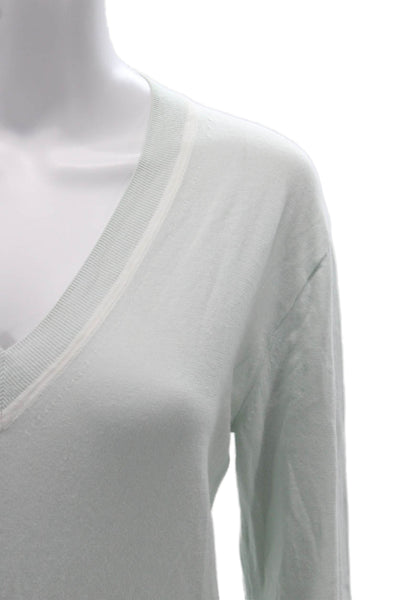 J Crew Unisex Light Blue V-Neck Pullover Sweater 100% Cotton Long Sleeve Size S