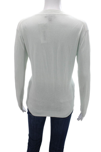 J Crew Unisex Light Blue V-Neck Pullover Sweater 100% Cotton Long Sleeve Size S