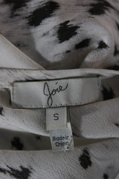 Joie Women White Silk Animal Print Sleeveless Round Neck Tank Basic Size S