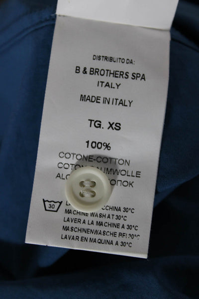 The Gigi Womens Blue Cotton Collared Button-Up Blouse Long Sleeve Size XS