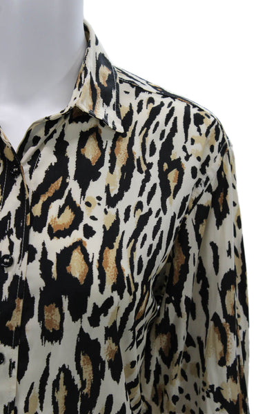 Gerard Darel Womens Beige Animal Print Collared Blouse Button Up Size 36