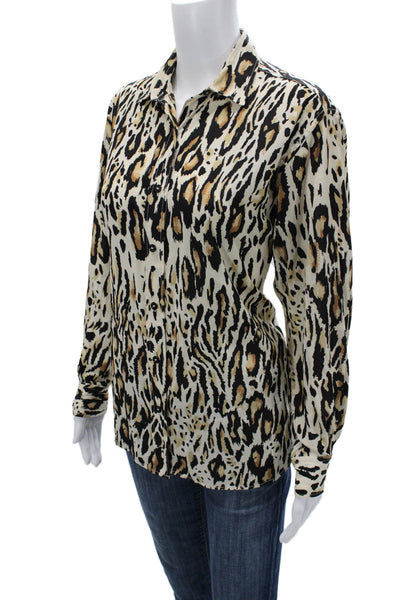 Gerard Darel Womens Beige Animal Print Collared Blouse Button Up Size 36