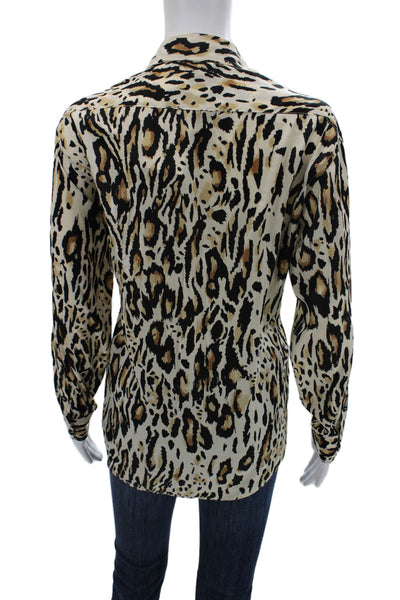 Gerard Darel Womens Beige Animal Print Collared Blouse Button Up Size 36