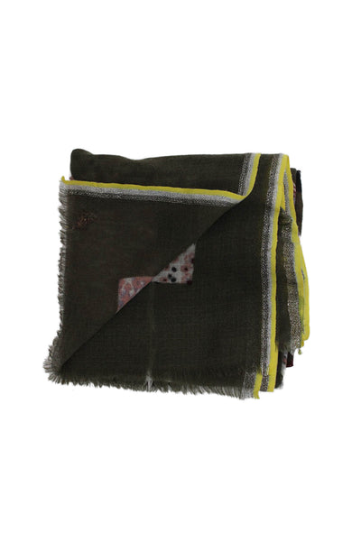 Storiatipic Womens Wool Geometric Print Neck Wrap Scarf Green Size 72" x 76"