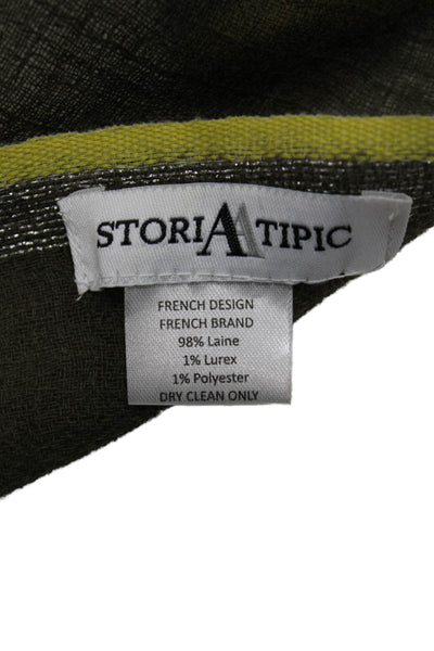 Storiatipic Womens Wool Geometric Print Neck Wrap Scarf Green Size 72" x 76"