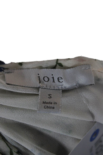 Joie Womens Floral Tunic Blouse Beige Long Sleeve Round Neck Size S