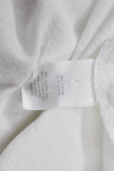 Intermix Women White V-Neck Button Up Blouse 3/4 Sleeve Cotton Size 2