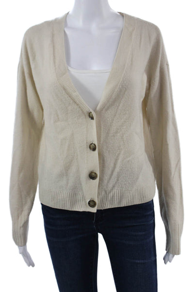 Intermix Unisex Cashmere V-Neck Cardigan Beige Button Long Sleeve Size S