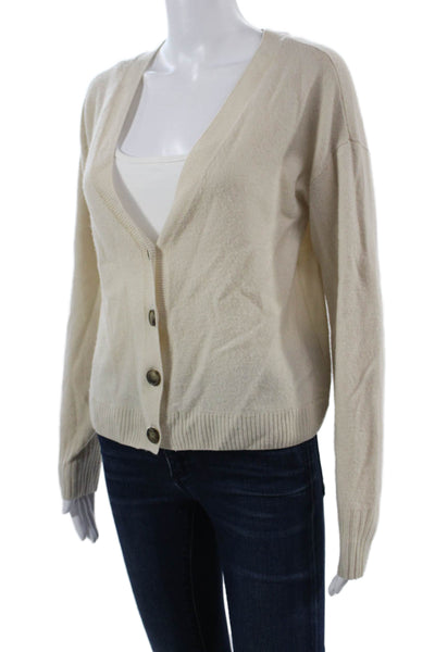 Intermix Unisex Cashmere V-Neck Cardigan Beige Button Long Sleeve Size S