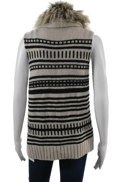 BB Dakota Women Fair Isle Beige Sweater Vest Boho Acrylic Wool Size S