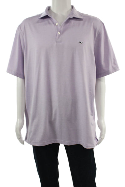 Vineyard Vines Mens Striped Short Sleeves Polo Shirt Lavender Size Extra Large