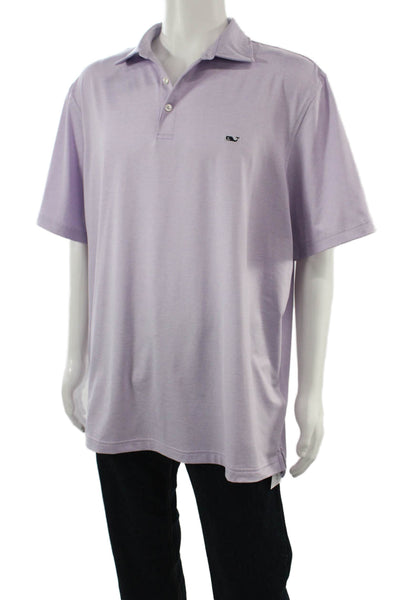 Vineyard Vines Mens Striped Short Sleeves Polo Shirt Lavender Size Extra Large