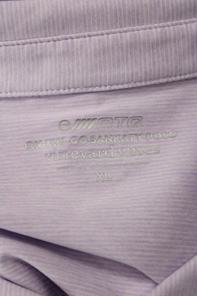 Vineyard Vines Mens Striped Short Sleeves Polo Shirt Lavender Size Extra Large