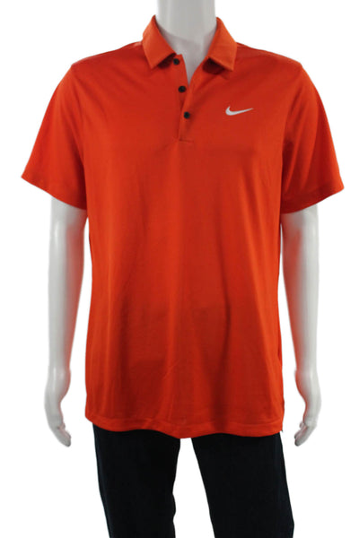 Nike Mens Short Sleeves Rugby Shirt Orange Size Large