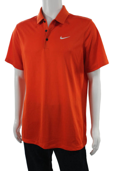 Nike Mens Short Sleeves Rugby Shirt Orange Size Large