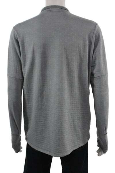 Nike Mens Gray Mock Neck Zip Sweater Long Sleeve Polyester Spandex Size L