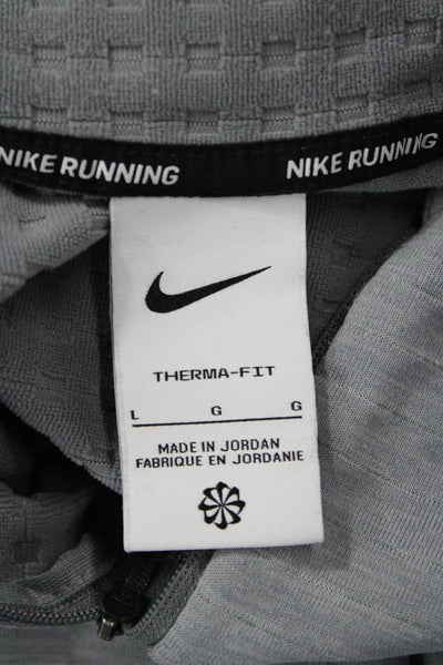Nike Mens Gray Mock Neck Zip Sweater Long Sleeve Polyester Spandex Size L