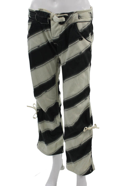 686 Unisex Snow Pants Beige Striped Drawstring Polyester Winter Grunge Size XS