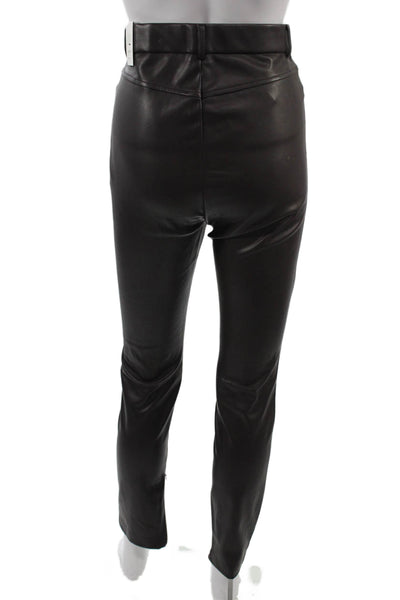Zara Womens Biker Cropped Ankle Pants Black Polyurethane Button Size M