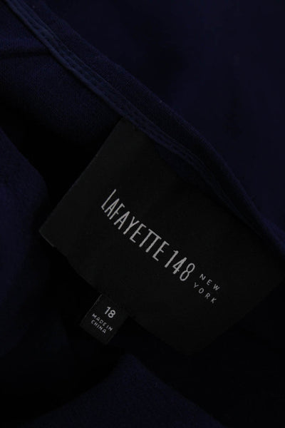 Lafayette 148 New York Womens Cropped Dark Blue Wool 3/4 Sleeve Coat Size 18
