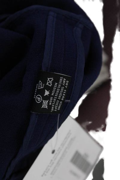 Lafayette 148 New York Womens Cropped Dark Blue Wool 3/4 Sleeve Coat Size 18