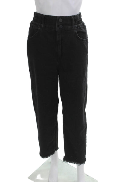 Allsaints Women Cropped Paperbag Pants Black Mid Rise Inseam 25 Size 8