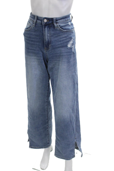 Vervet Womens Wide Leg Cropped Mid Rise Jeans Blue Size 27