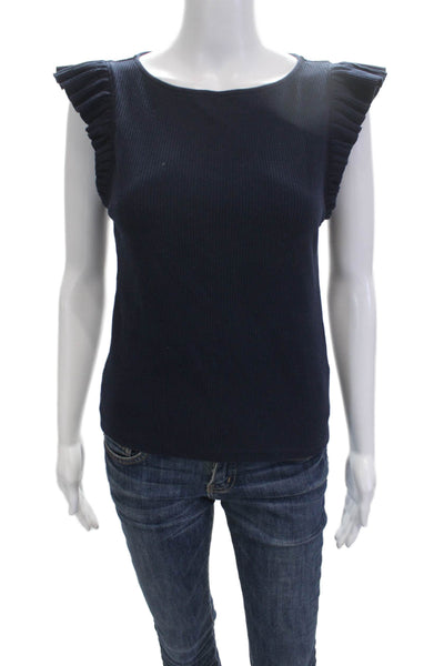 J Crew Womens Basic Tank Dark Blue Sleeveless Round Neck Cotton Modal Size M
