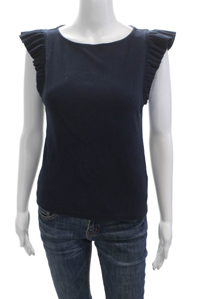 J Crew Womens Basic Tank Dark Blue Sleeveless Round Neck Cotton Modal Size M