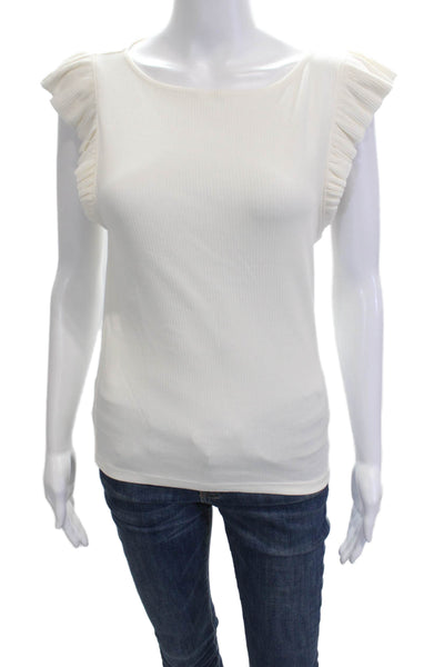 J Crew Women Basic Sleeveless Round Neck White T-Shirt Size M