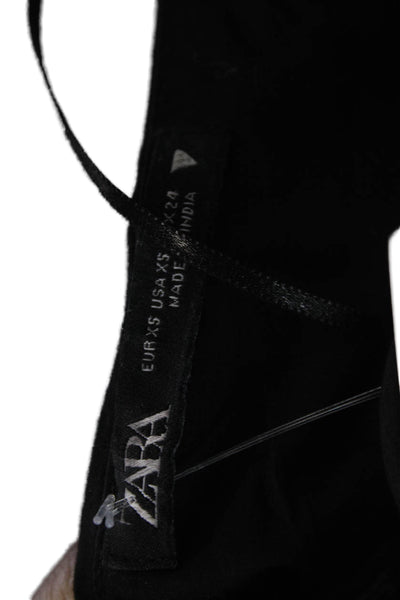 Zara Women Slip Dress Black V-Neck Tie Sleeveless Cotton Short Size XS