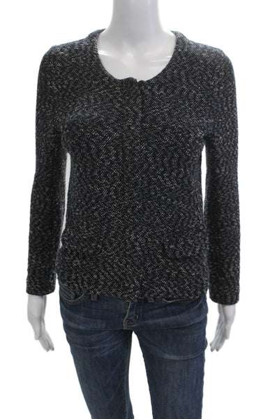 J Crew Unisex Black Herringbone Cardigan Long Sleeve Hook & Eye Size 2XS