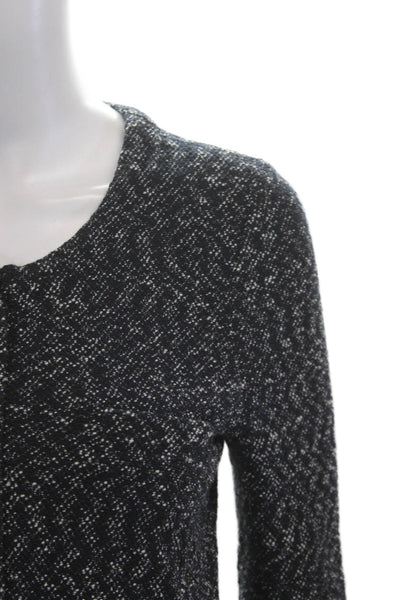 J Crew Unisex Black Herringbone Cardigan Long Sleeve Hook & Eye Size 2XS