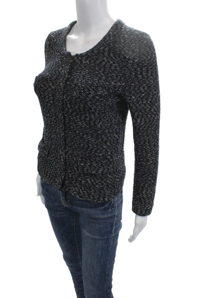 J Crew Unisex Black Herringbone Cardigan Long Sleeve Hook & Eye Size 2XS