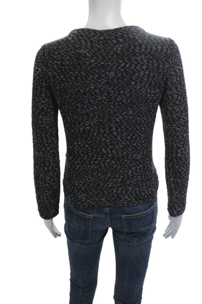 J Crew Unisex Black Herringbone Cardigan Long Sleeve Hook & Eye Size 2XS