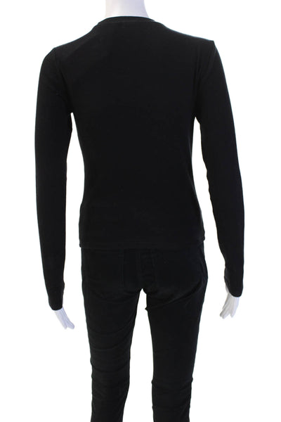 Aritzia Womens Black Basic Crew Neck Long Sleeve T-Shirt Size S