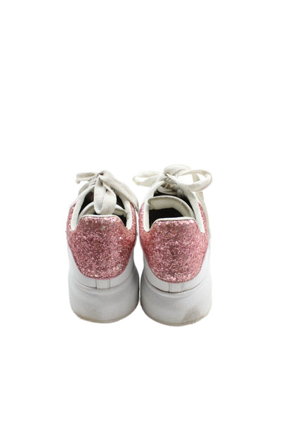 Alexander McQueen Girls Oversized Lace-Up Casual Sneakers White Size 3