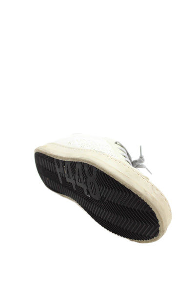 P448 Womens Leather John Low-Top Lace-Up Casual Sneakers White Size 8
