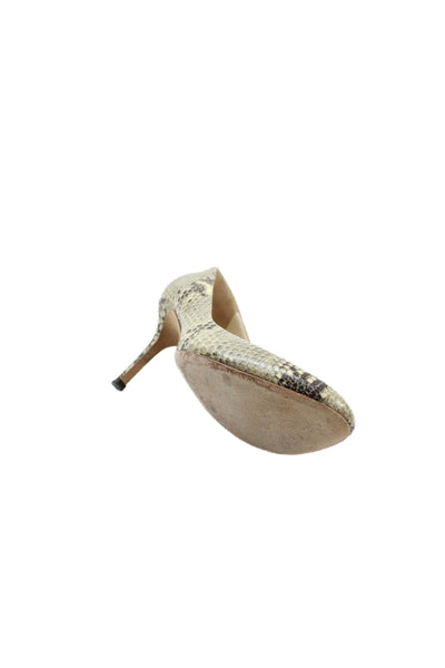 Jimmy Choo Womens Snakeskin Print Leather Pump High Heels Beige Size 8