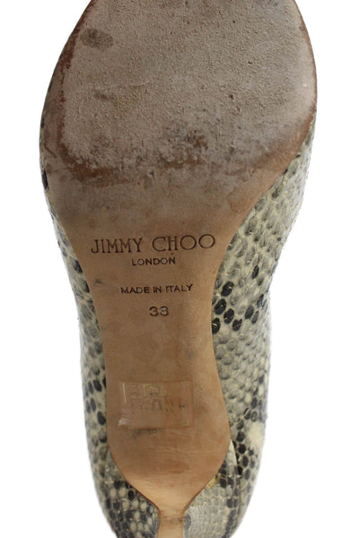 Jimmy Choo Womens Snakeskin Print Leather Pump High Heels Beige Size 8