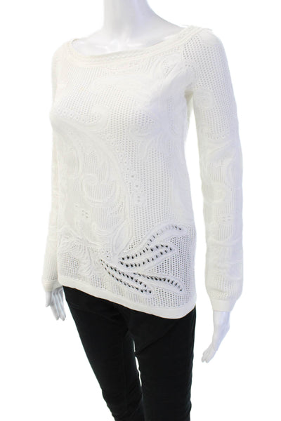 Roberto Cavalli Unisex Pullover Sweater White Paisley Round Neck Size 38