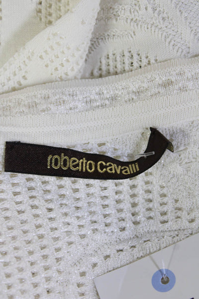 Roberto Cavalli Unisex Pullover Sweater White Paisley Round Neck Size 38