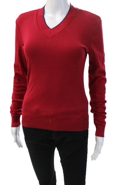 Ralph Lauren Golf Unisex Red V-Neck Cotton Pullover Sweater Long Sleeve Size S