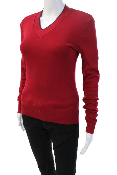 Ralph Lauren Golf Unisex Red V-Neck Cotton Pullover Sweater Long Sleeve Size S
