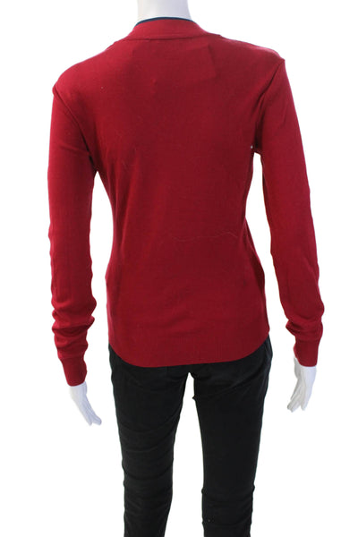 Ralph Lauren Golf Unisex Red V-Neck Cotton Pullover Sweater Long Sleeve Size S