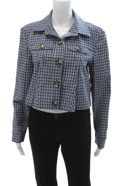 C/MEO Collective Women Collared Blue Check Jacket Button 90s Size L