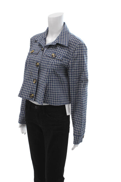 C/MEO Collective Women Collared Blue Check Jacket Button 90s Size L