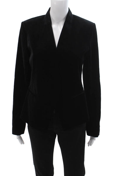 Theory Unisex Classic Long Sleeve Blazer Black Cotton Blend Size 10