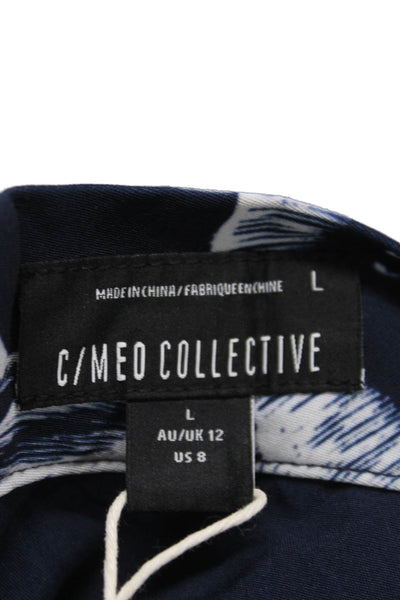 C/MEO Collective Women A-Line Flare Skirt Dark Blue Floral Knee Length Size L